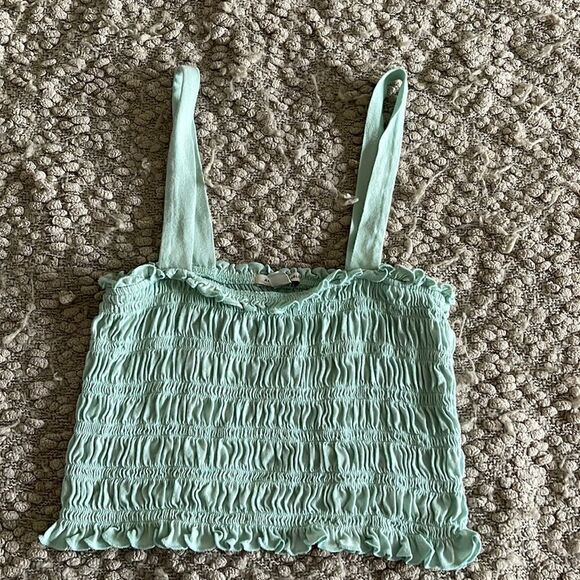 American Eagle Crop Top-Sea-foam‎ green. Size Small Ruched - Picture 1 of 3